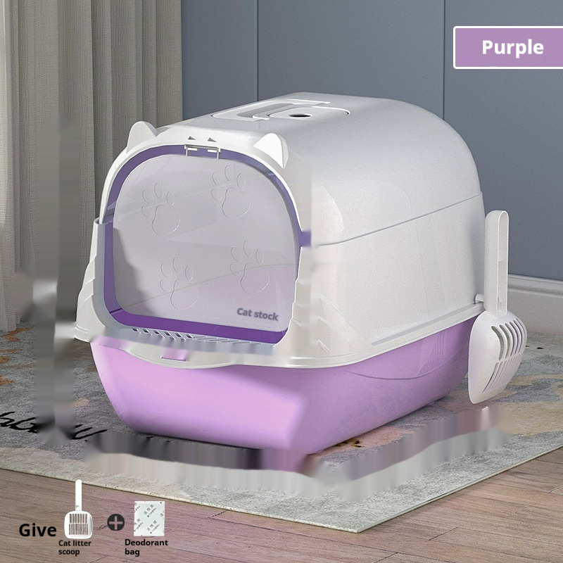 PawZella Large Enclosed Cat Litter Box with Scoop