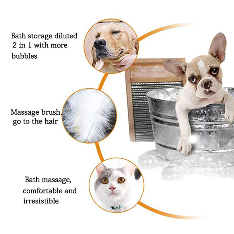 Pawzella 2-in-1 Pet Bath & Grooming Brush for Dogs & Cats