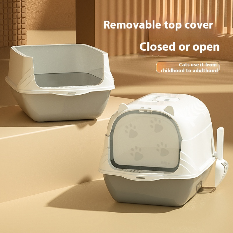 PawZella Large Enclosed Cat Litter Box with Scoop