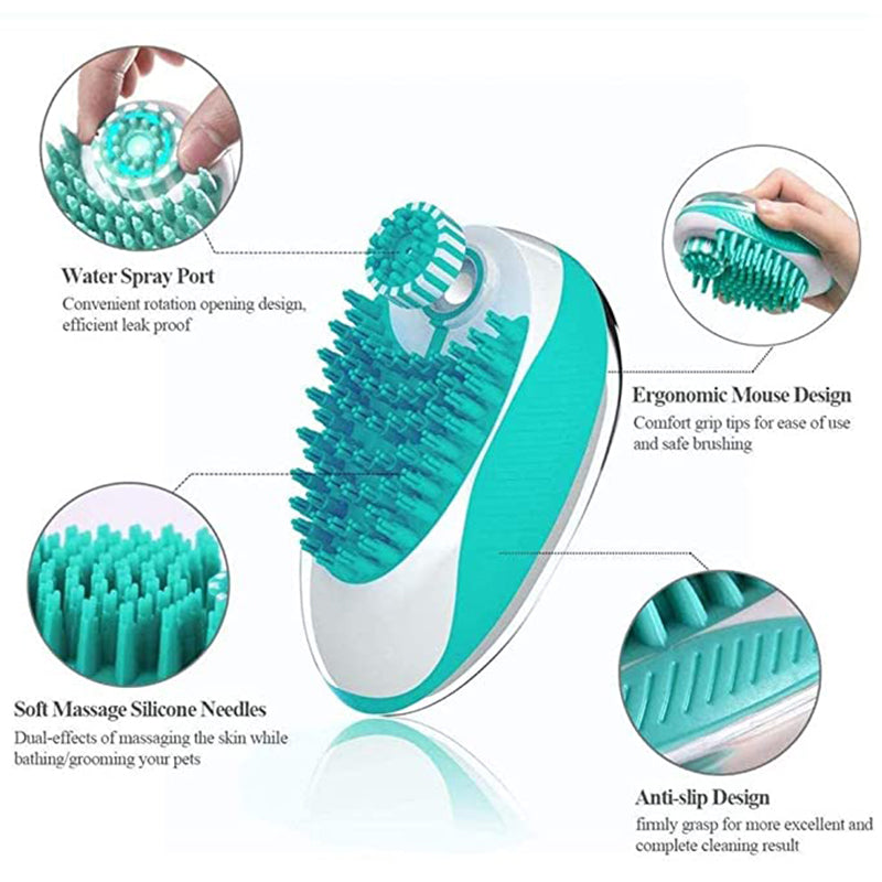 Pawzella 2-in-1 Pet Bath & Grooming Brush for Dogs & Cats