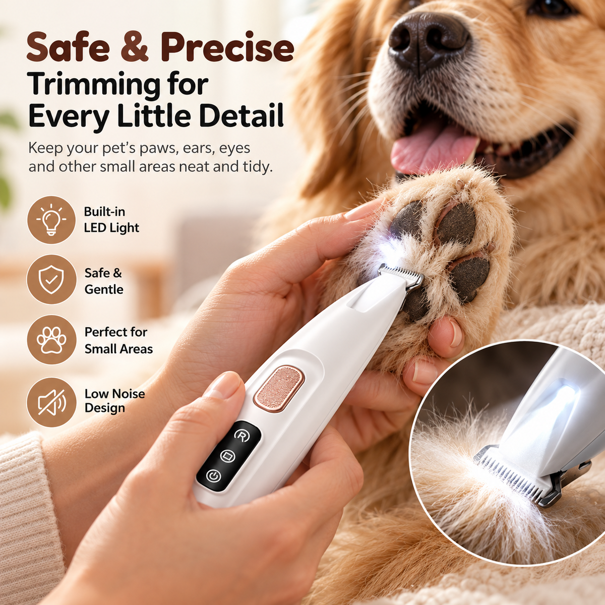 PawZella Paws-Light™ — LED Cordless Pet Paw Trimmer