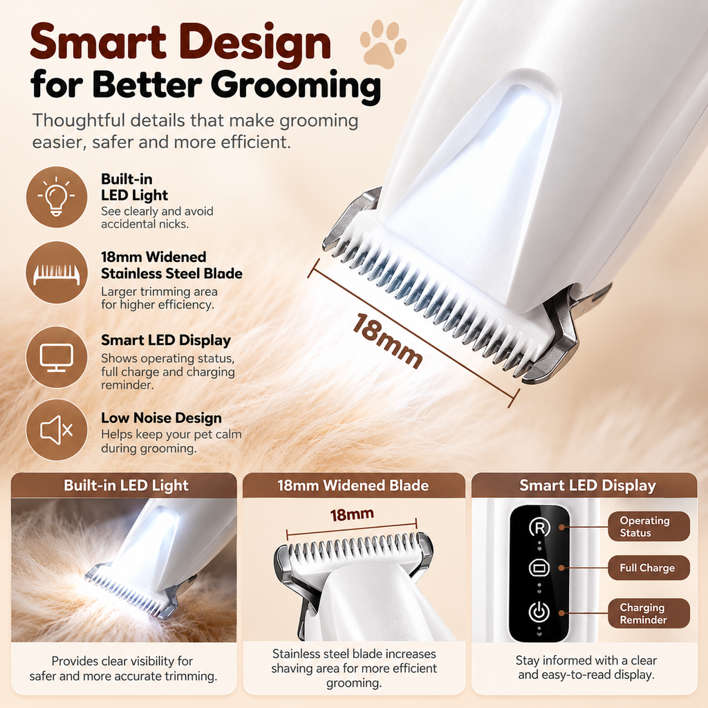 PawZella Paws-Light™ — LED Cordless Pet Paw Trimmer