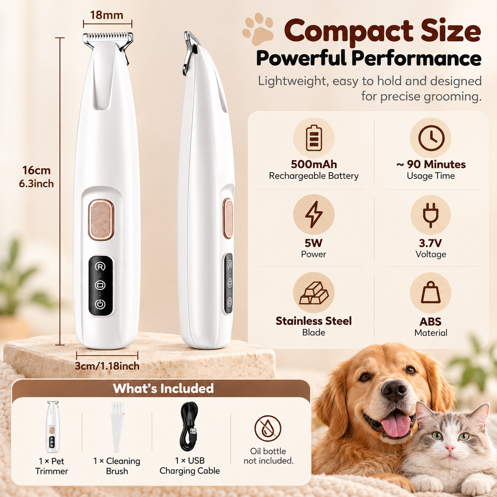 PawZella Paws-Light™ — LED Cordless Pet Paw Trimmer