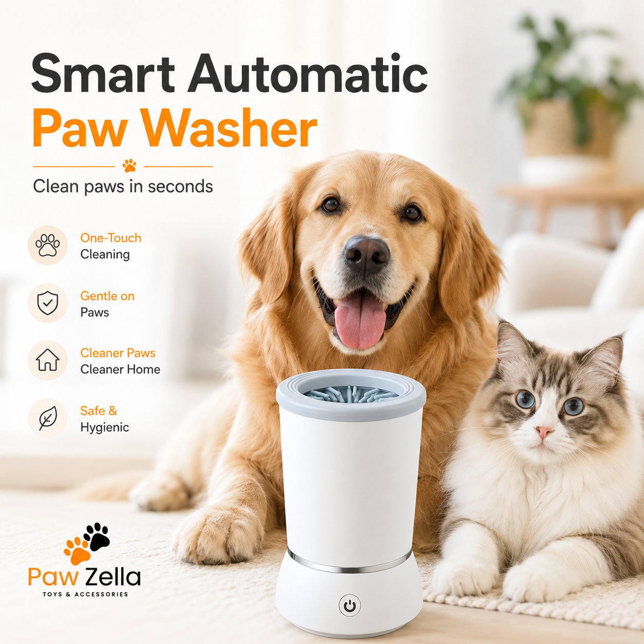 PawZella Smart Automatic Dog & Cat Paw Washer