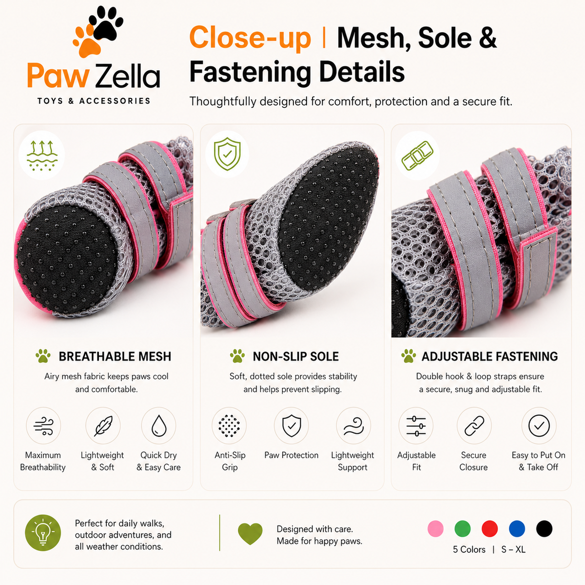 PawZella PawGuard™ Breathable Dog Shoes