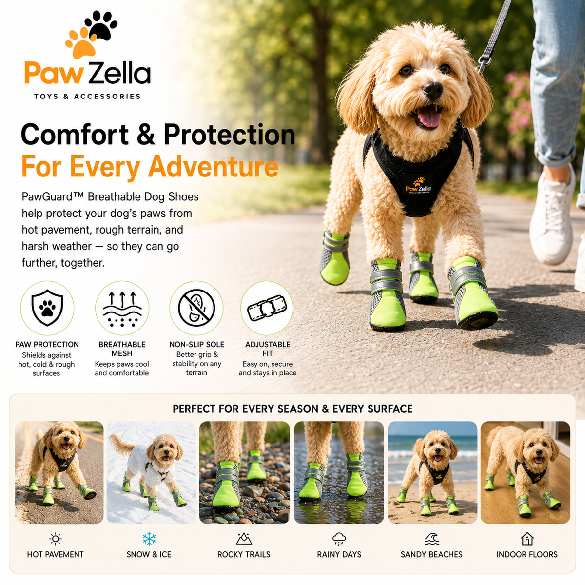 PawZella PawGuard™ Breathable Dog Shoes