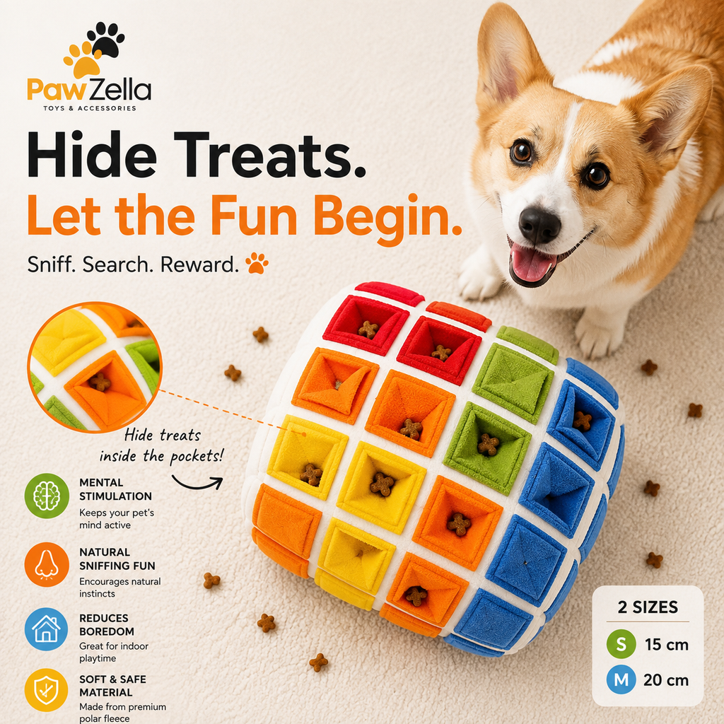 PawZella Interactive Snuffle Puzzle Cube