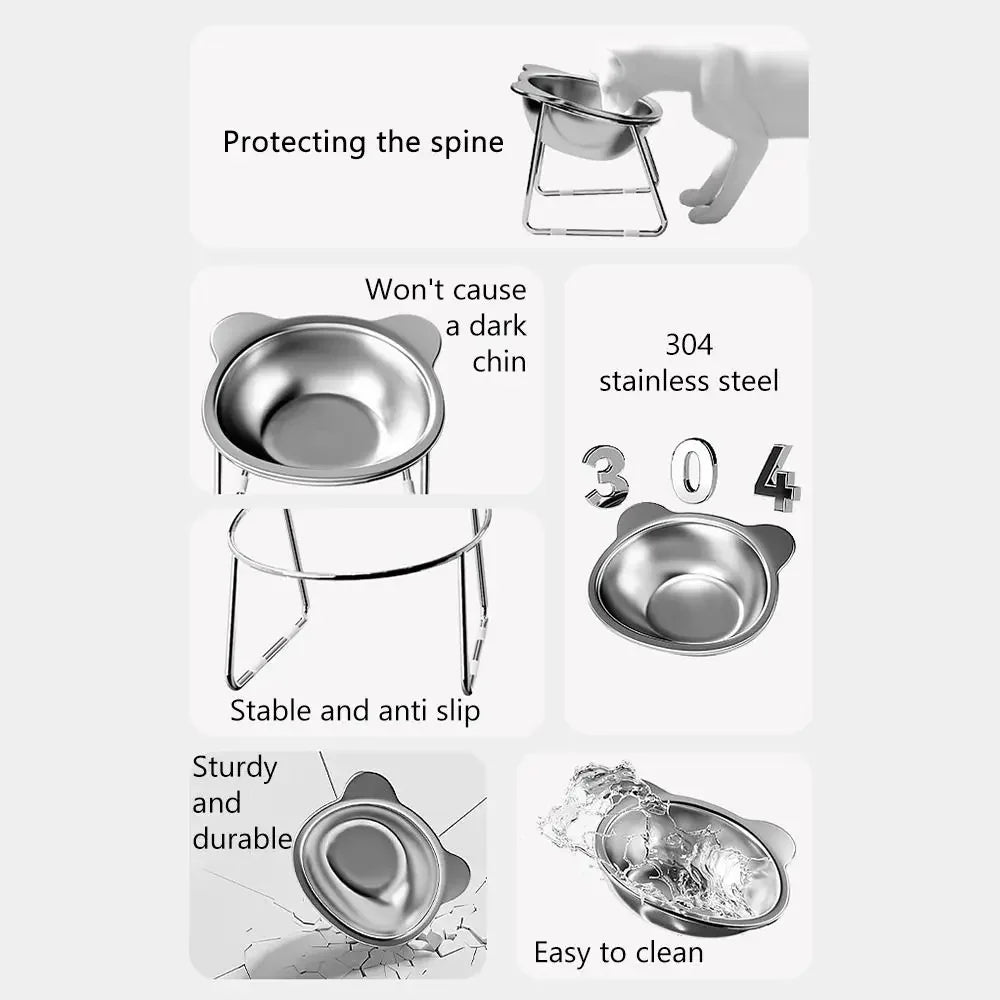 P‌awzella 304 Stainless Steel Cat Bowl