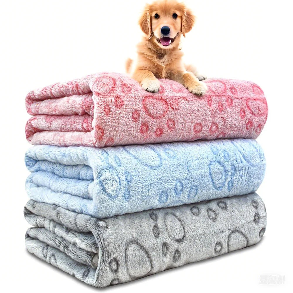 Pawzella Ultra-Soft Paw Print Dog Blankets