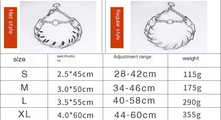PawZella Training Chain Collar — Detachable Prong Training Collar